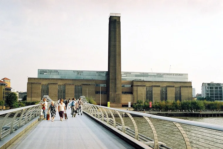 Exterior of Tate Modern in London, a former power station converted into an art museum