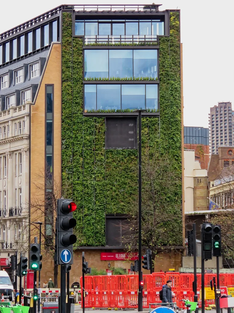 A living wall vertical garden at New Bridge Street House in the City of London