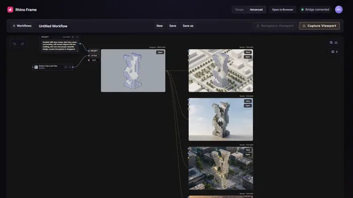 RhinoFrame node based AI rendering interface for Rhino