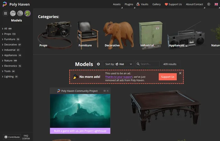 Poly Haven - free CC0 3D models