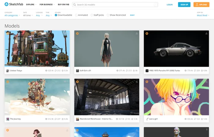 Sketchfab - free downloadable 3D models