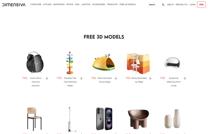 Dimensiva - free designer furniture 3D models