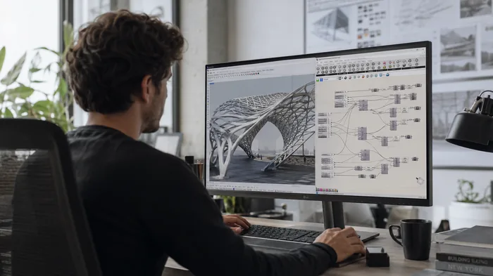 Computational designer working on a parametric model