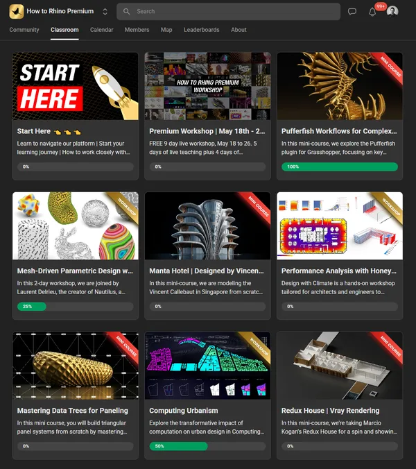 Skool classroom interface with course modules