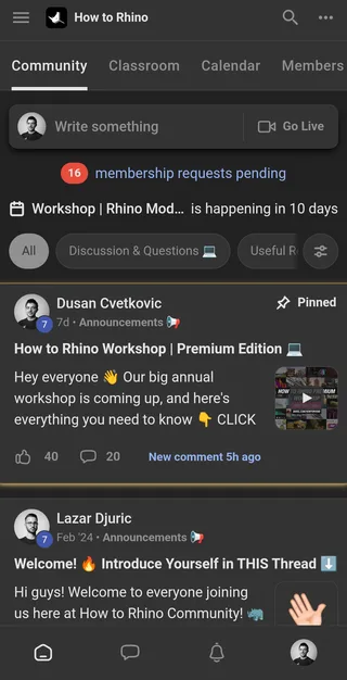 Skool mobile app community feed