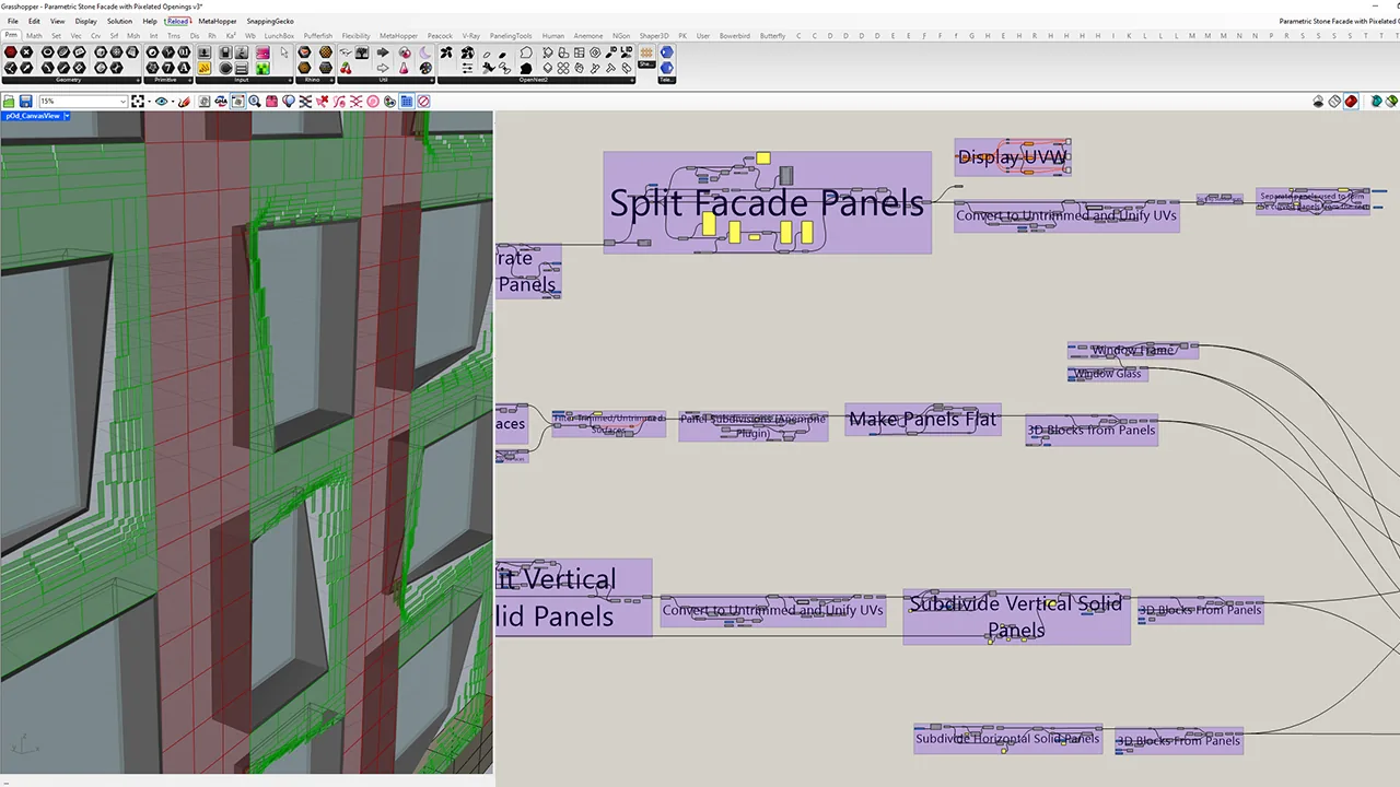 SoftStone parametric facade in Grasshopper