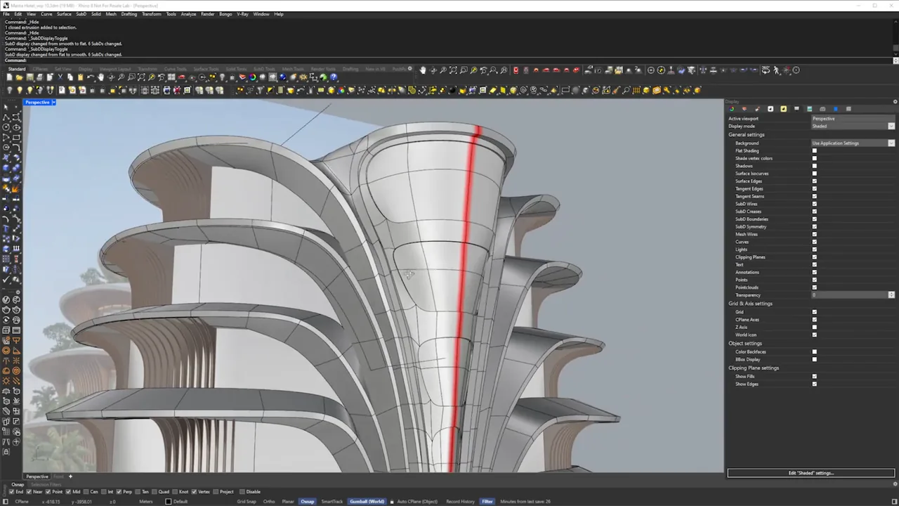 Complex architectural form modeled in SubD