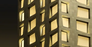 Parametric Stone Facade with Pixelated Openings