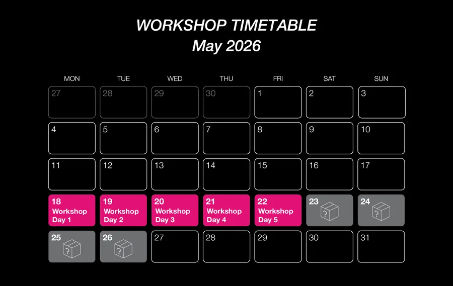 How to Rhino Premium Workshop calendar, May 18 to May 26, 2026