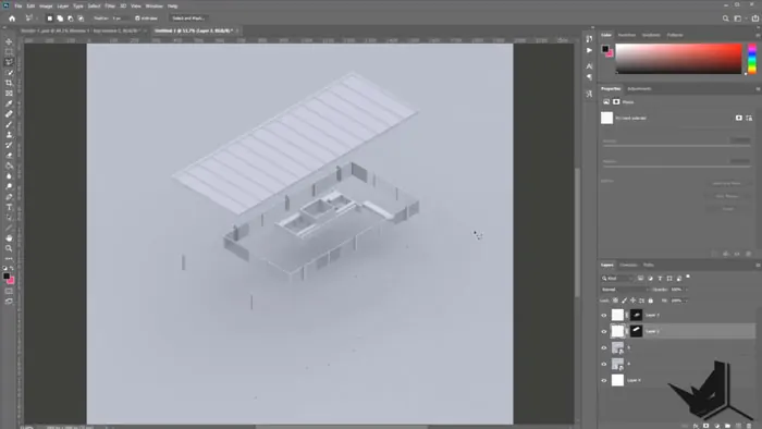 Clay Axonometric Diagram With Rhino - Combining the Images in Photoshop