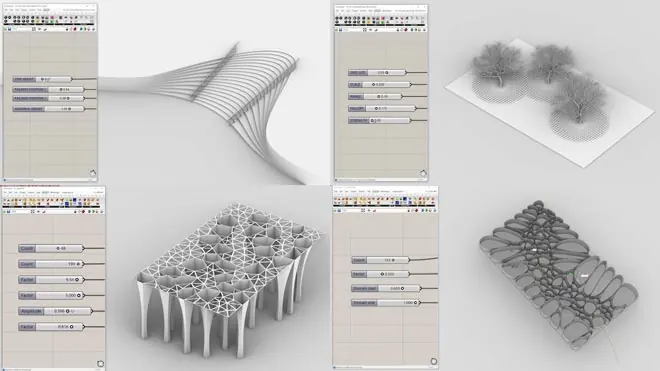 Four examples of Grasshopper 3D projects