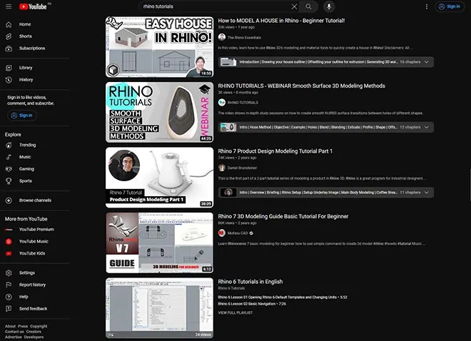 Rhino Learning on YouTube