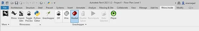 Rhino Inside Revit Toolbar