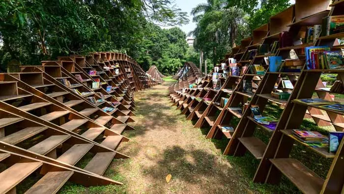 Nuru Karim’s Bookworm installation in Mumbai, India